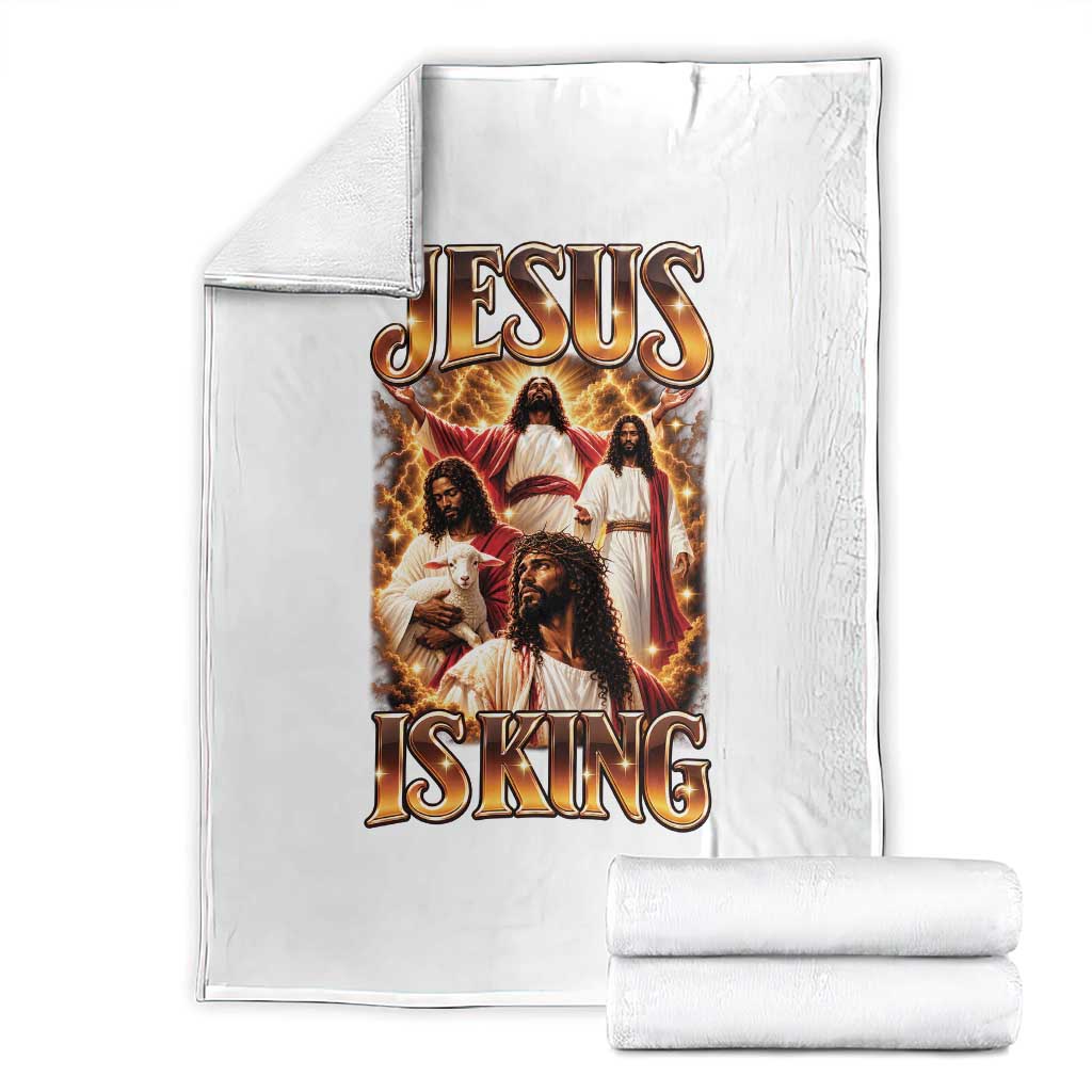 Black Jesus Is King Throw Blanket Christian God Faith Religious