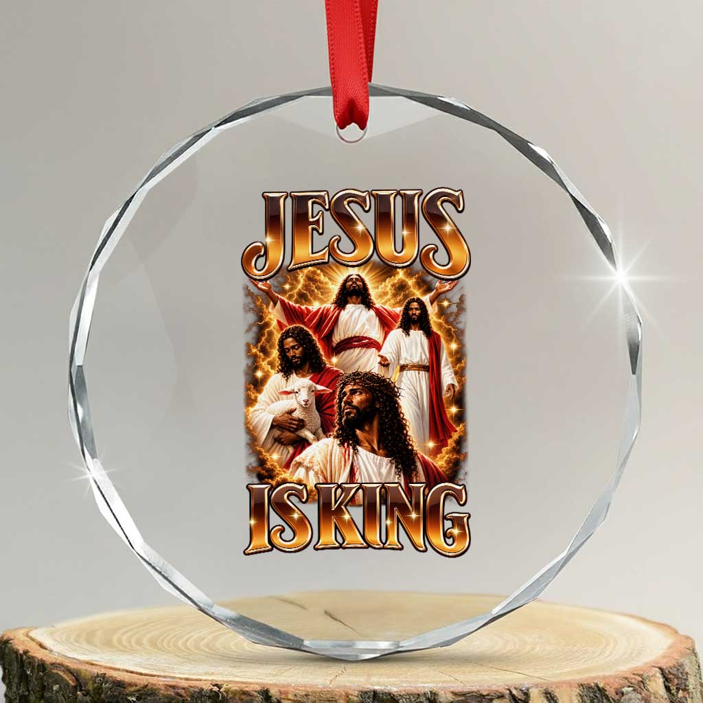 Black Jesus Is King Crystal Glass Ornament Christian God Faith Religious