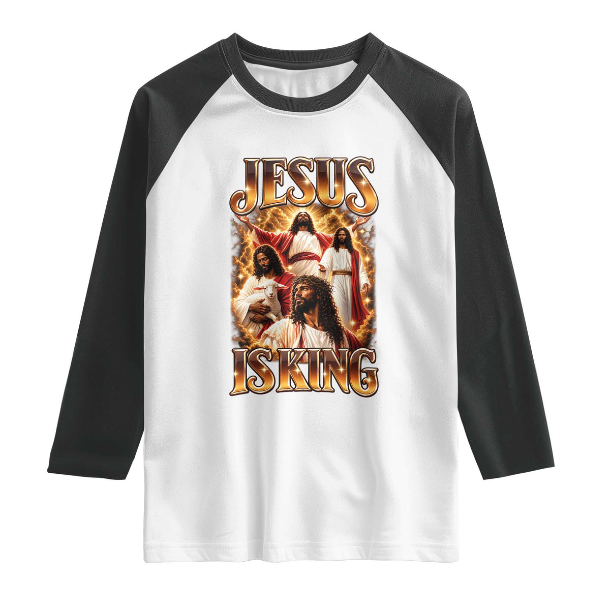 Black Jesus Is King Raglan Shirt Christian God Faith Religious