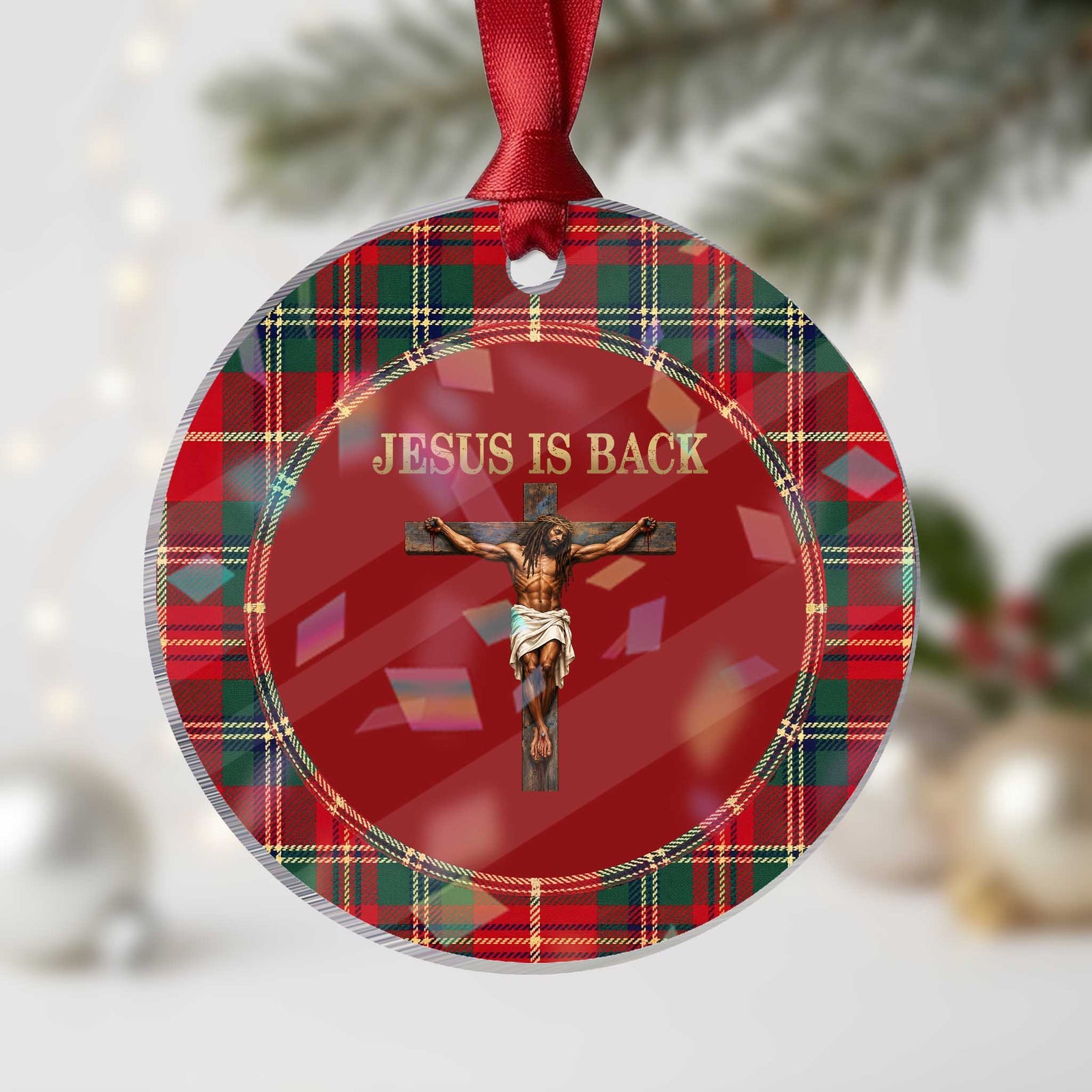 Black Jesus Christian Faith Holographic Acrylic Ornament Jesus Is Back African American God King