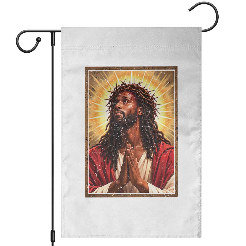 Vintage Black Jesus Praying Garden Flag African American Christian Faith