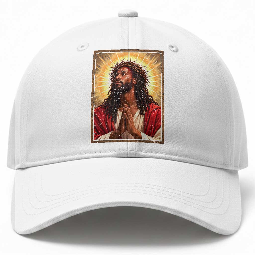 Vintage Black Jesus Praying Baseball Cap African American Christian Faith