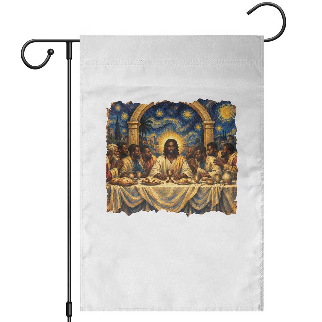 Black Jesus Last Supper Garden Flag Starry Night Christian Faith