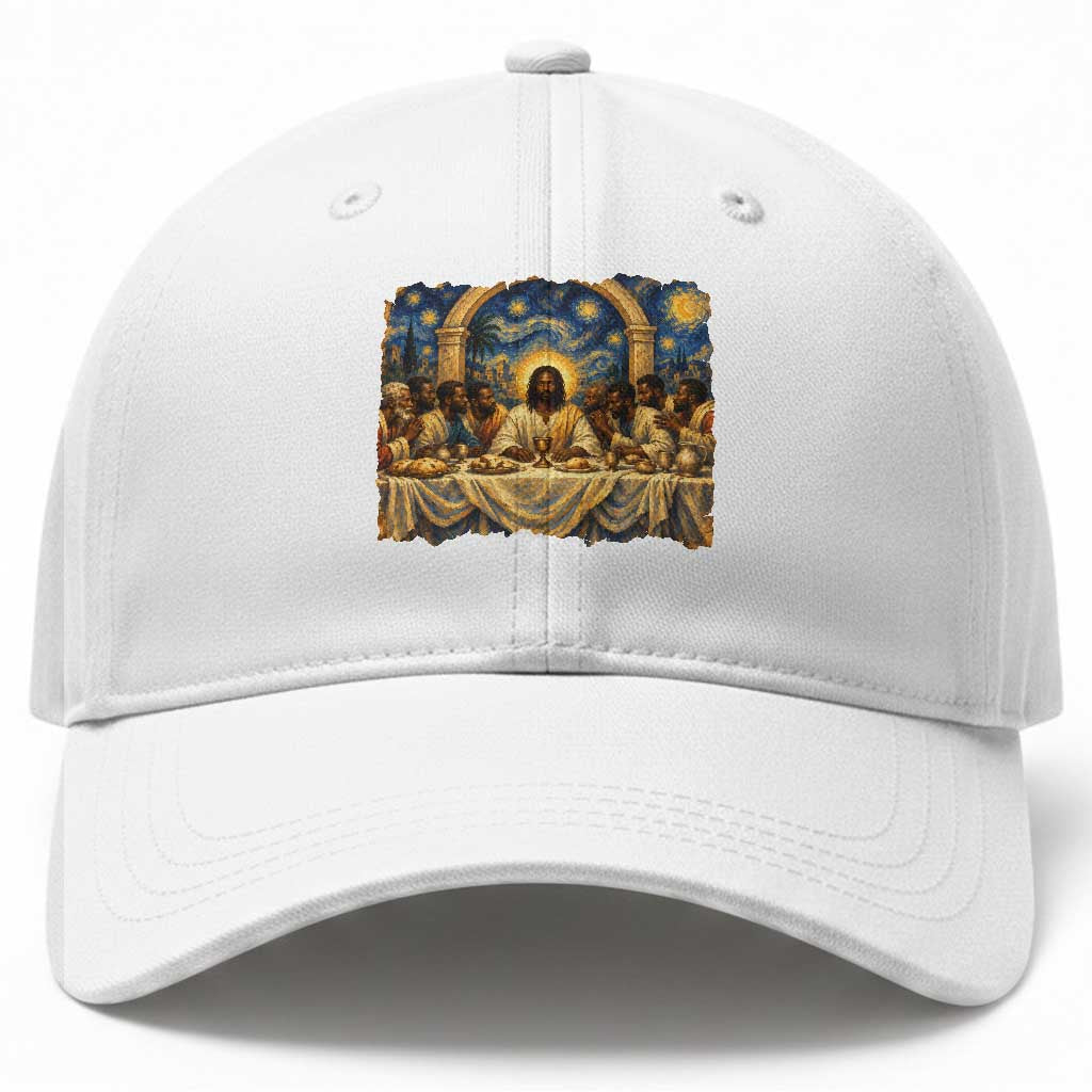 Black Jesus Last Supper Baseball Cap Starry Night Christian Faith