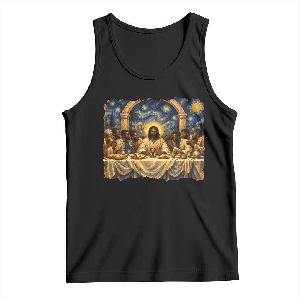Black Jesus Last Supper Tank Top Starry Night Christian Faith