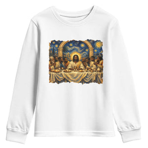 Black Jesus Last Supper Youth Sweatshirt Starry Night Christian Faith