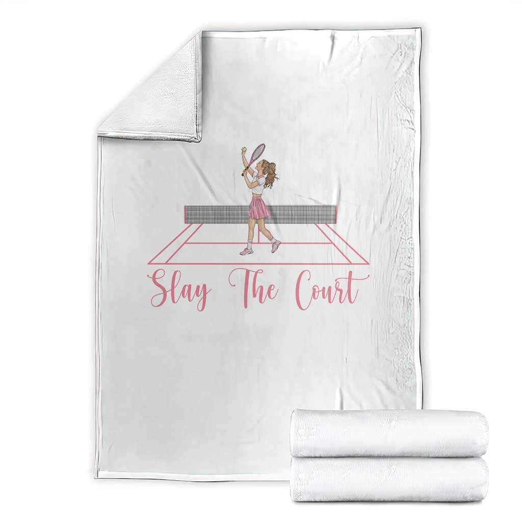 Slay The Court Queen Throw Blanket Funny Tennis Player Gift For Women TS12 White Print Your Wear