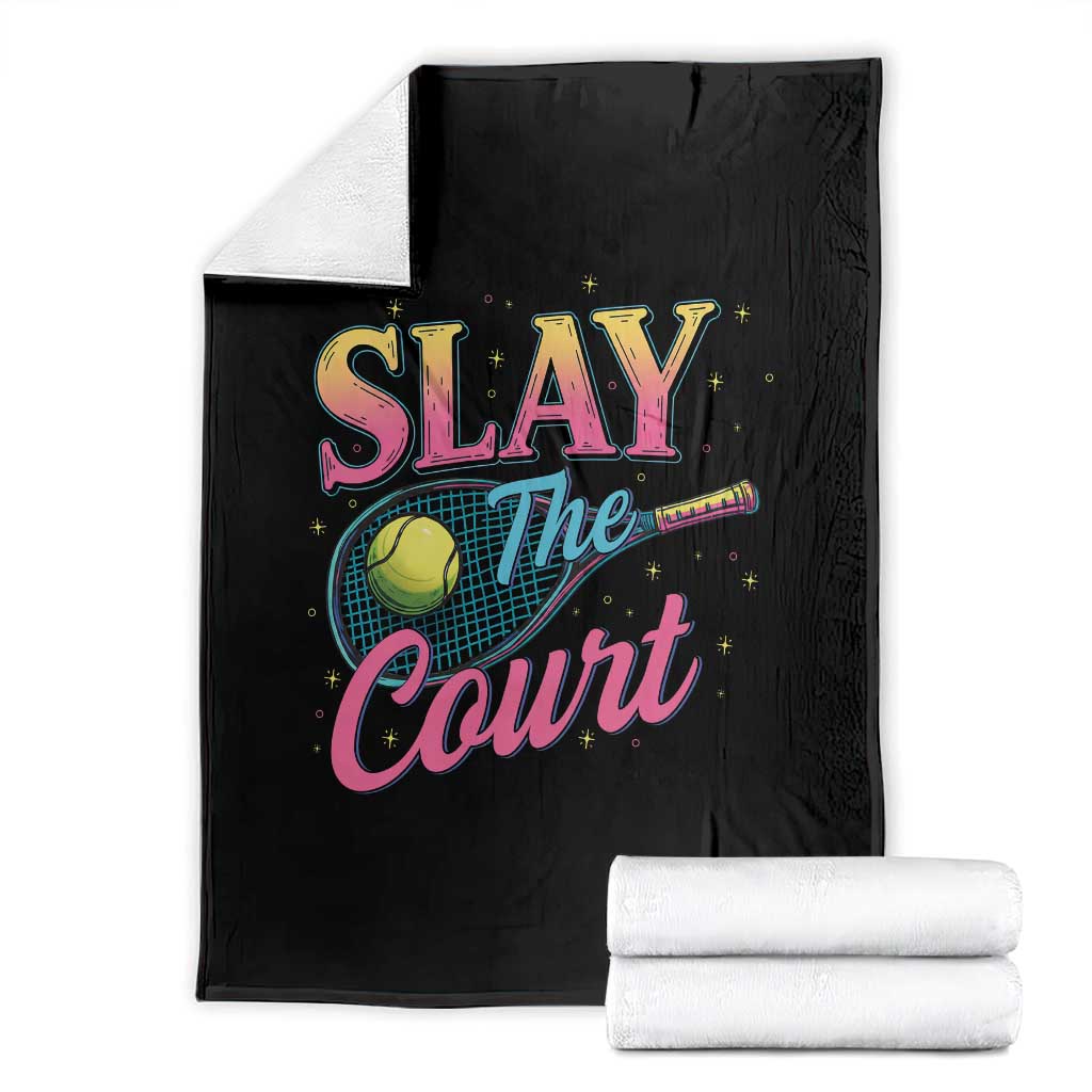 Slay The Court Queen Throw Blanket Witty Tennis Player Gift For Girls TS12 Black Print Your Wear