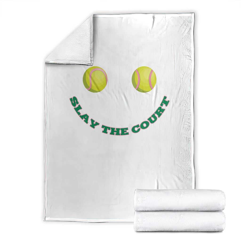 Slay The Court Tennis Girl Throw Blanket Funny Tennis Player Gift TS12 Black Print Your Wear