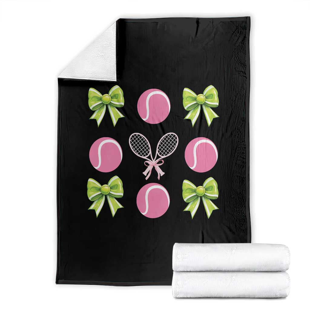 Pink Bow Coquette Tennis Lover Throw Blanket Funny Tennis Girl Gift TS12 Black Print Your Wear
