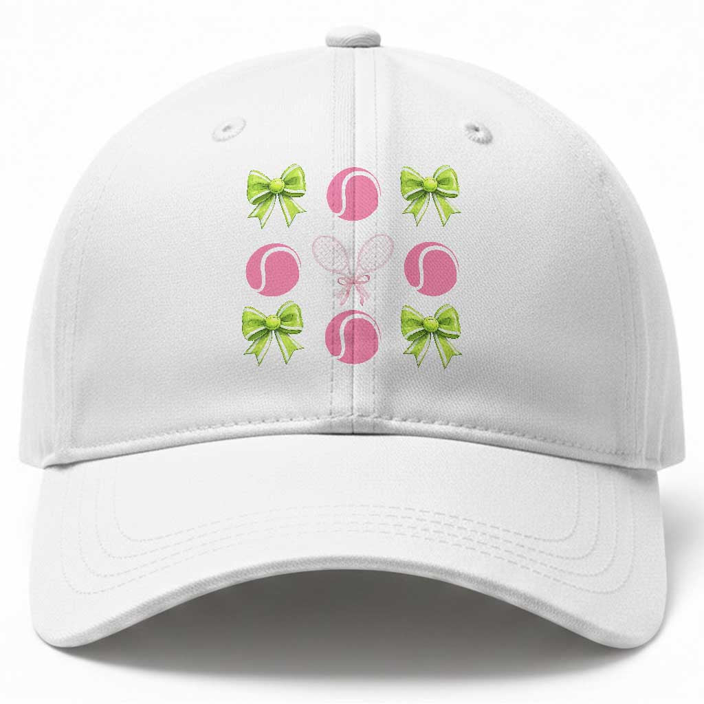 Pink Bow Coquette Tennis Lover Baseball Cap Funny Tennis Girl Gift TS12 Print Your Wear