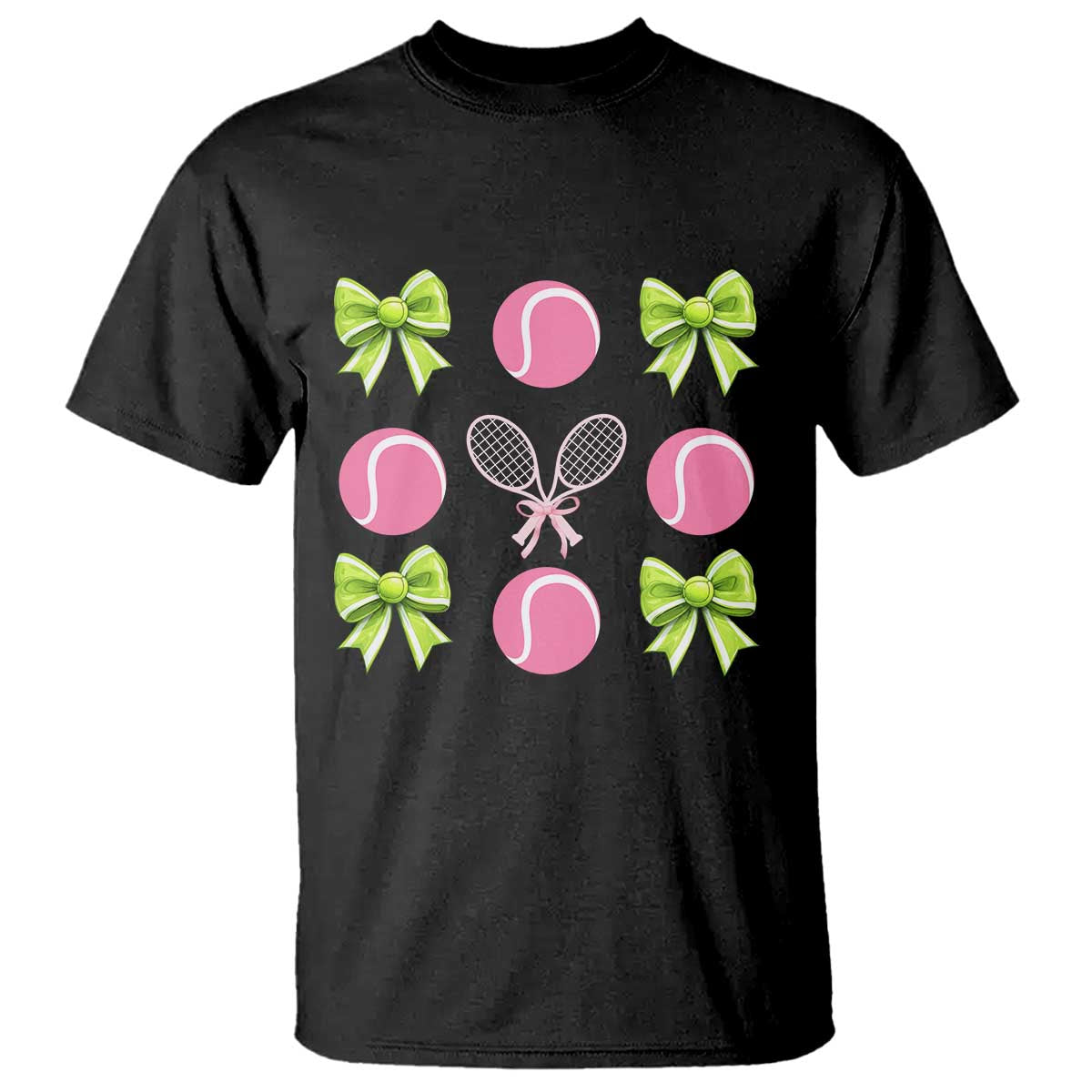 Pink Bow Coquette Tennis Lover T Shirt Funny Tennis Girl Gift TS12 Black Print Your Wear