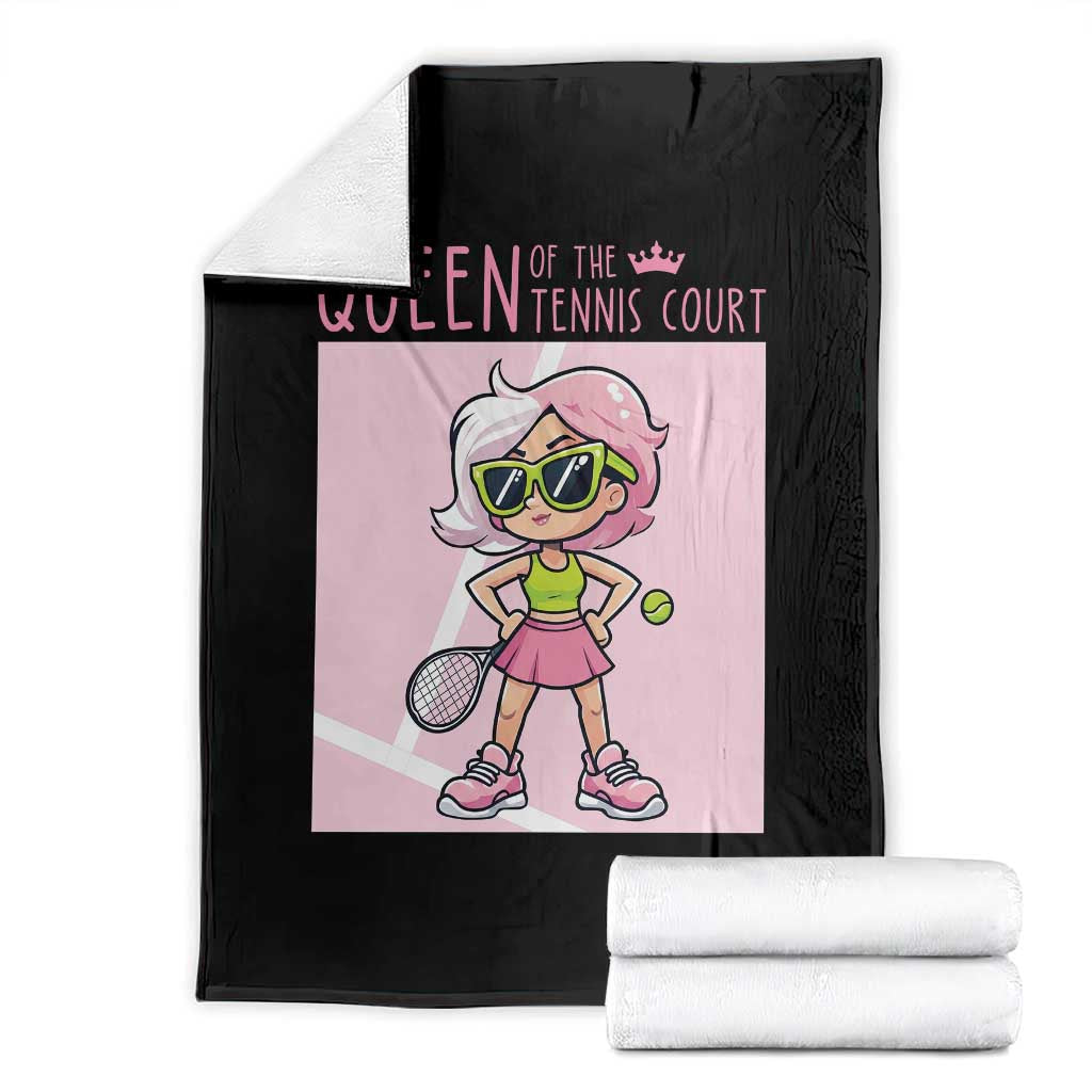 Queen Of The Court Throw Blanket Funny Tennis Player Gift For Women TS12 Black Print Your Wear