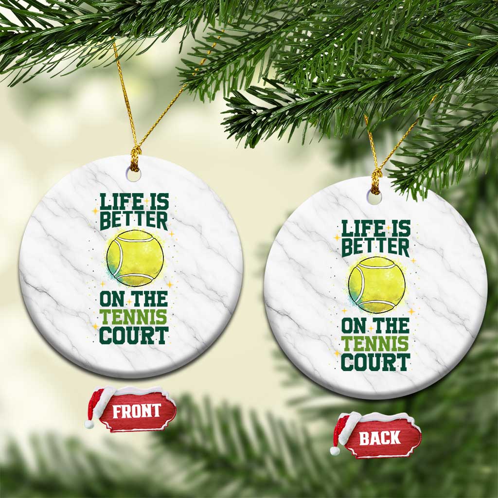 Life Is Better On The Court Ceramic Ornament Tennis Lover Gift TS12 1pc White Marble Print Your Wear