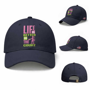 Life Is Better On The Court Baseball Cap Gift For Tennis Fan TS12 Baseball Cap Universal Fit Navy Print Your Wear