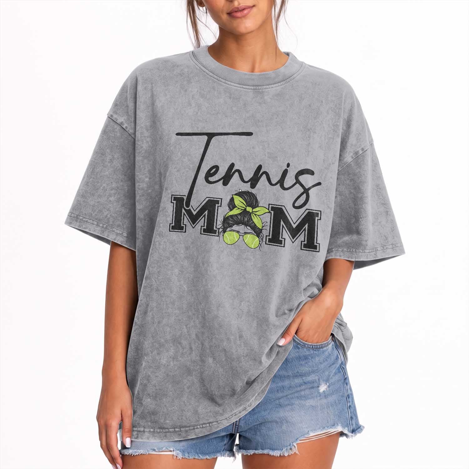 Funny Tennis Player Gift For Tennis Mom Washed Cotton T-Shirt