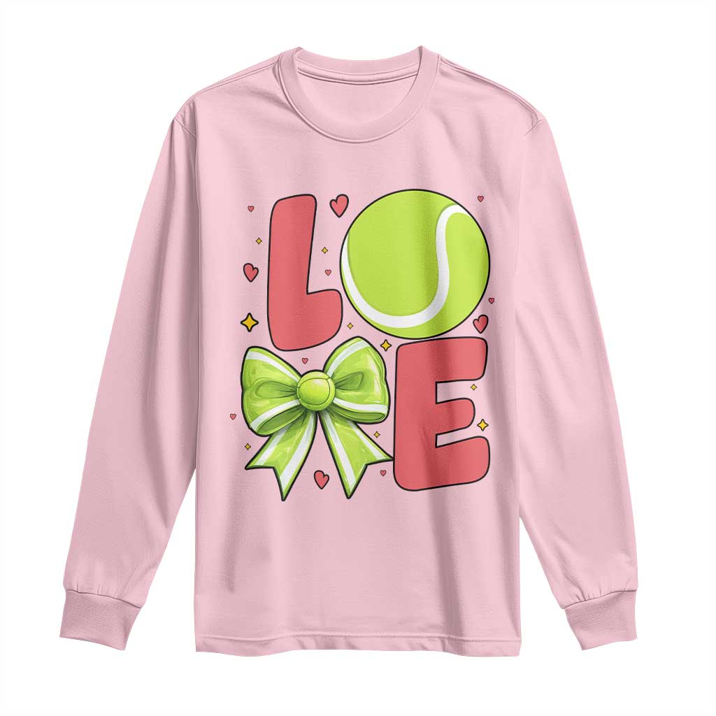 Love With A Tennis Ball Long Sleeve Shirt Valentines Day Gift TS12 Light Pink Print Your Wear
