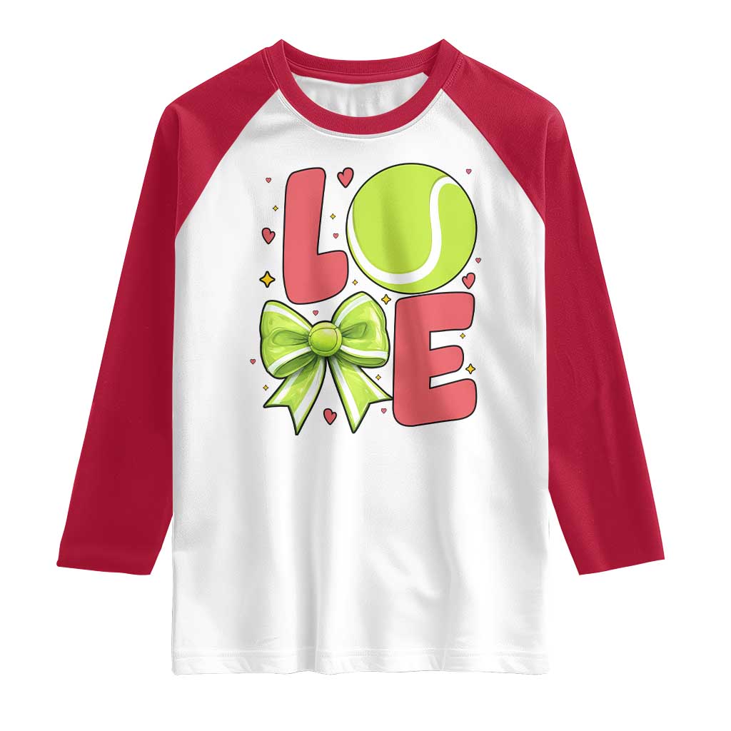 Love With A Tennis Ball Raglan Shirt Valentines Day Gift TS12 White Red Print Your Wear