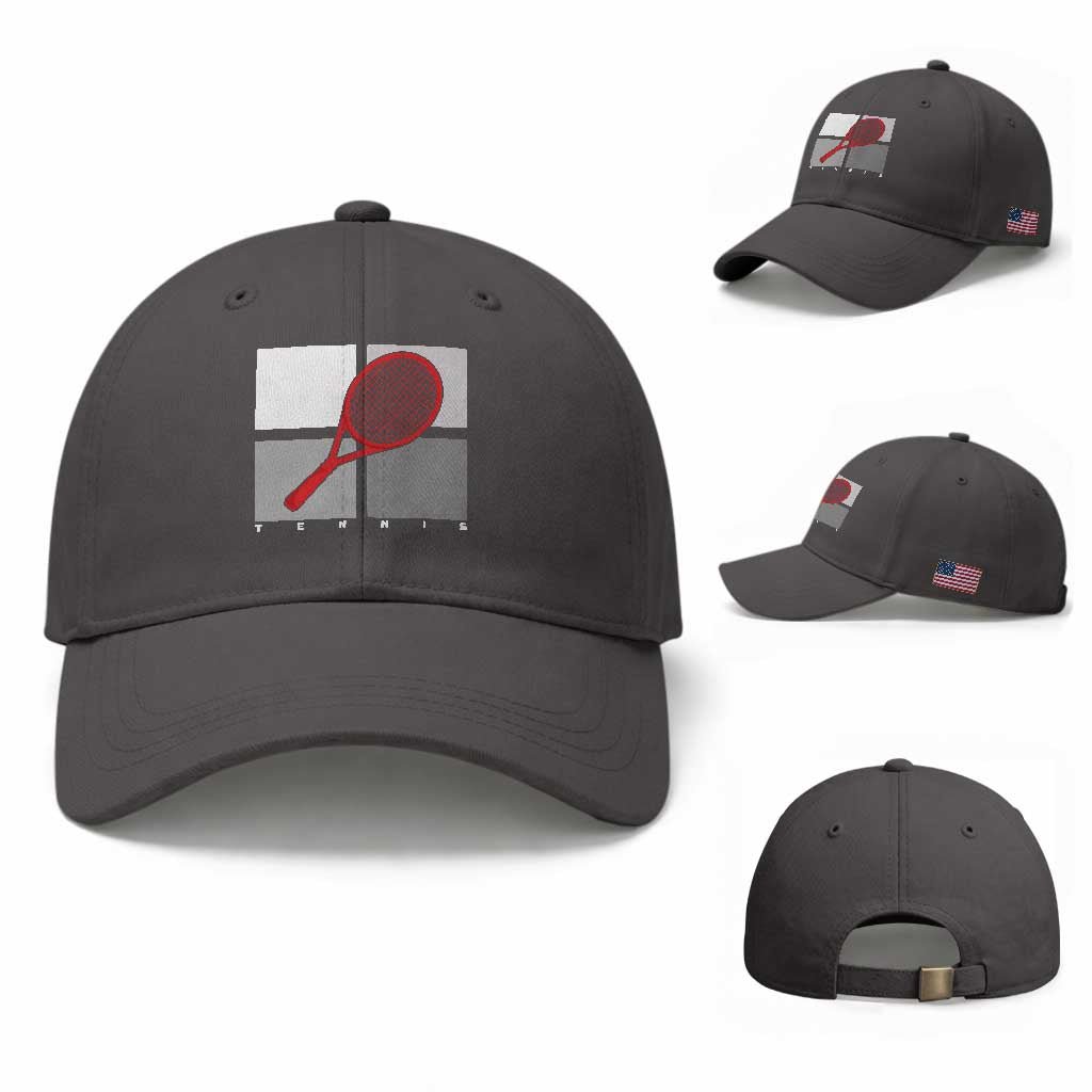 Tennis Obsession Baseball Cap Vintage Sports Lover Gift TS12 Baseball Cap Universal Fit Dark Gray Print Your Wear