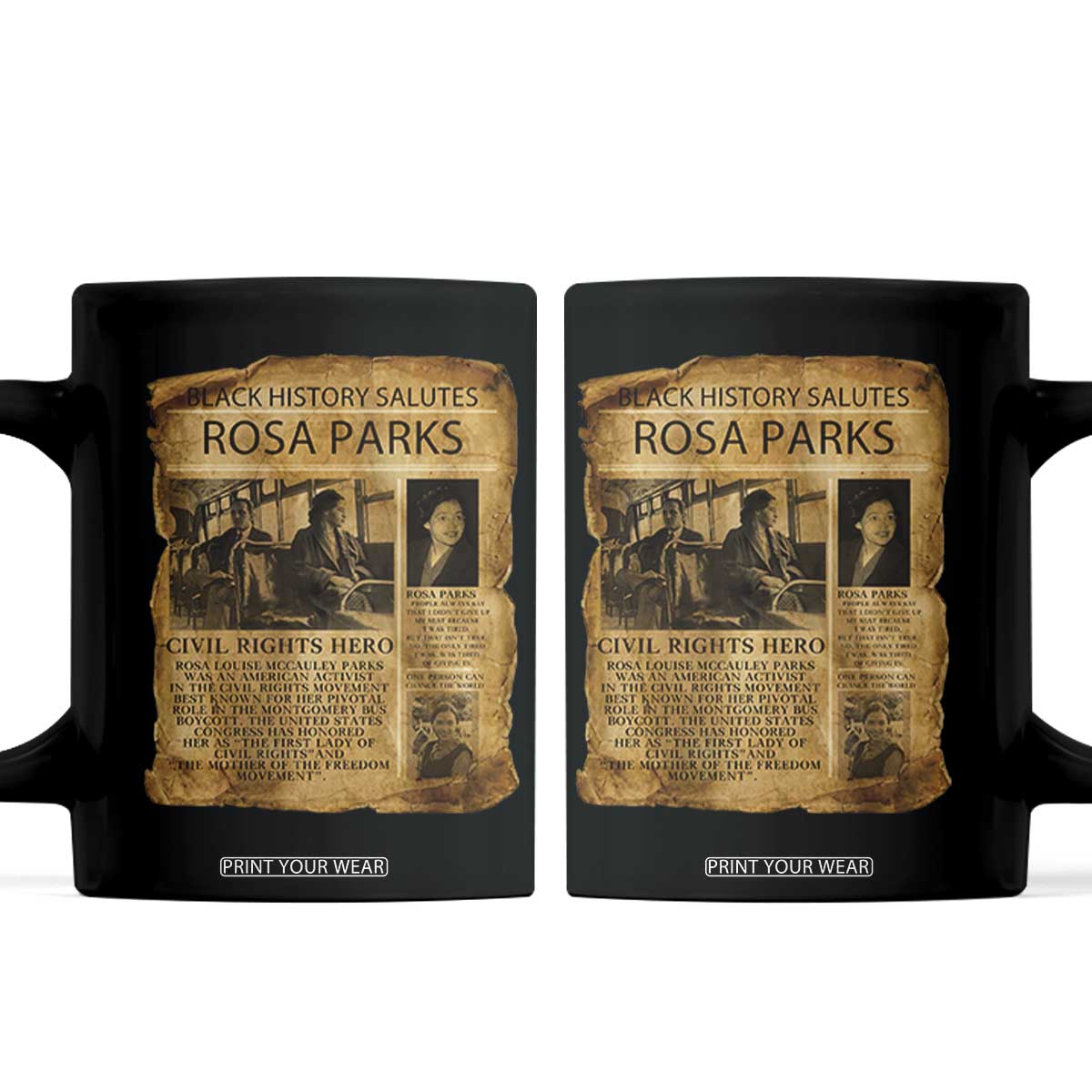 Rosa Parks Coffee Mug Female Empowerment History Gift TS12 Black Print Your Wear