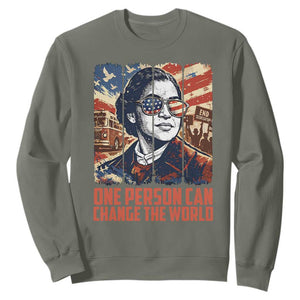 Rosa Parks Civil Rights Legacy Sweatshirt One Person Can Change The World TS12 Military Green Print Your Wear