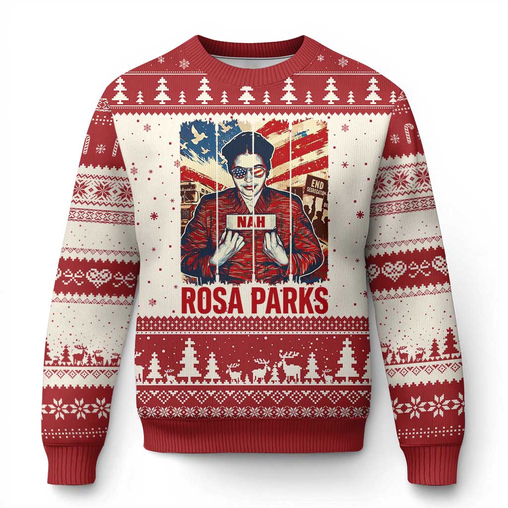 Nah Rosa Parks Ugly Christmas Sweater Black History Month Gift TS12 Beige Red Print Your Wear