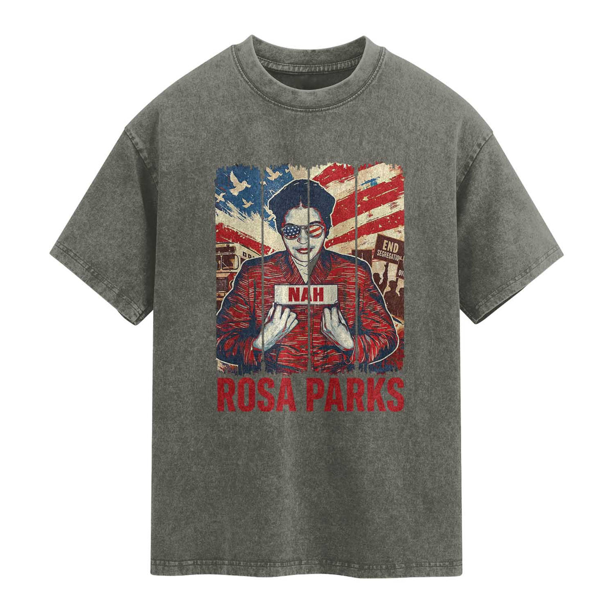 Nah Rosa Parks Washed Cotton T-Shirt Black History Month Gift