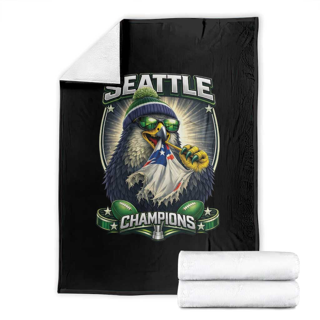 Seattle Champions Fan Pride Throw Blanket Football Fan Gift TS12 Black Print Your Wear