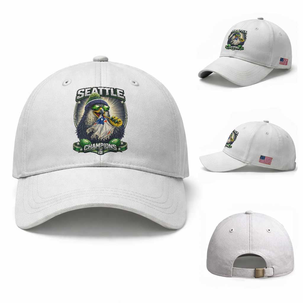 Seattle Champions Fan Pride Baseball Cap Football Fan Gift TS12 Baseball Cap Universal Fit White Print Your Wear