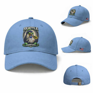 Seattle Champions Fan Pride Baseball Cap Football Fan Gift TS12 Baseball Cap Universal Fit Light Blue Print Your Wear
