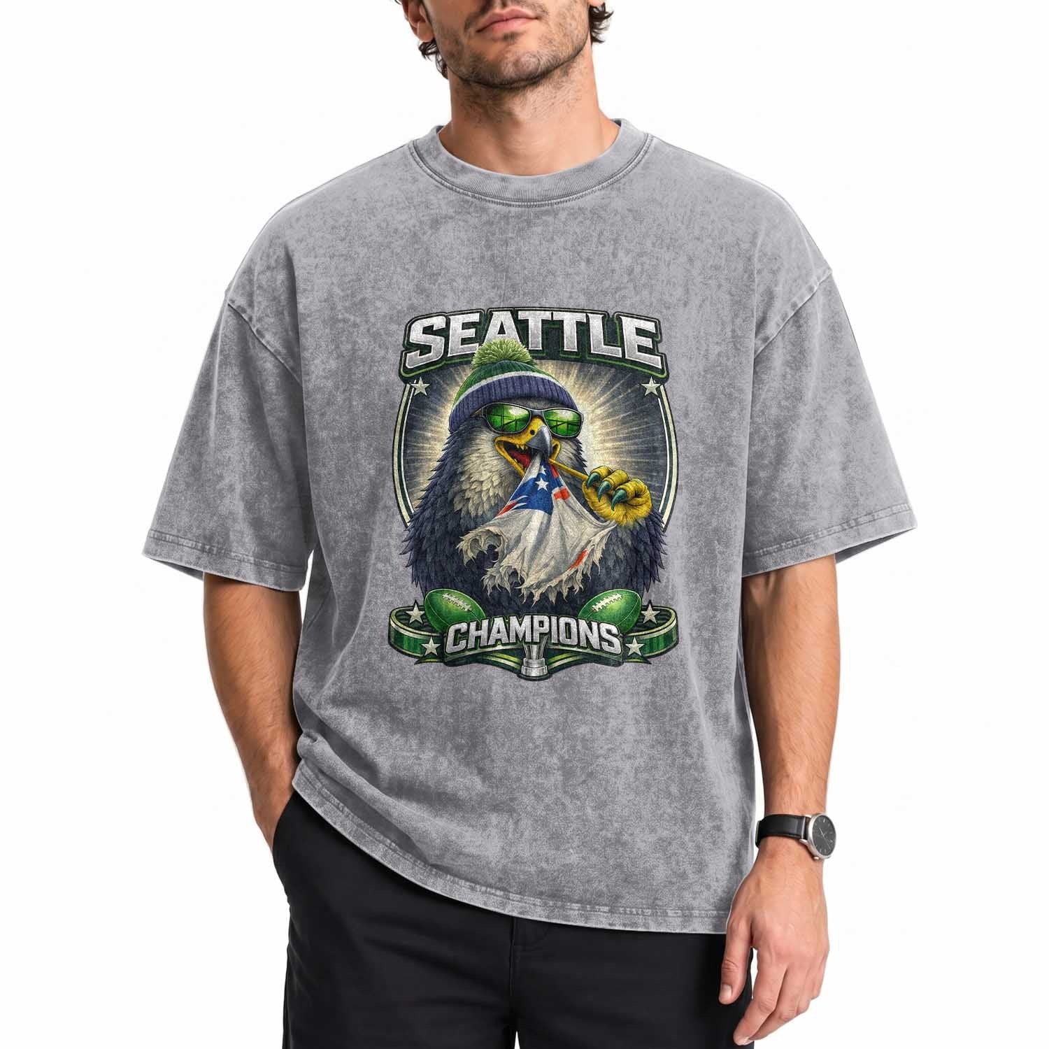 Seattle Champions Fan Pride Washed Cotton T-Shirt Football Fan Gift