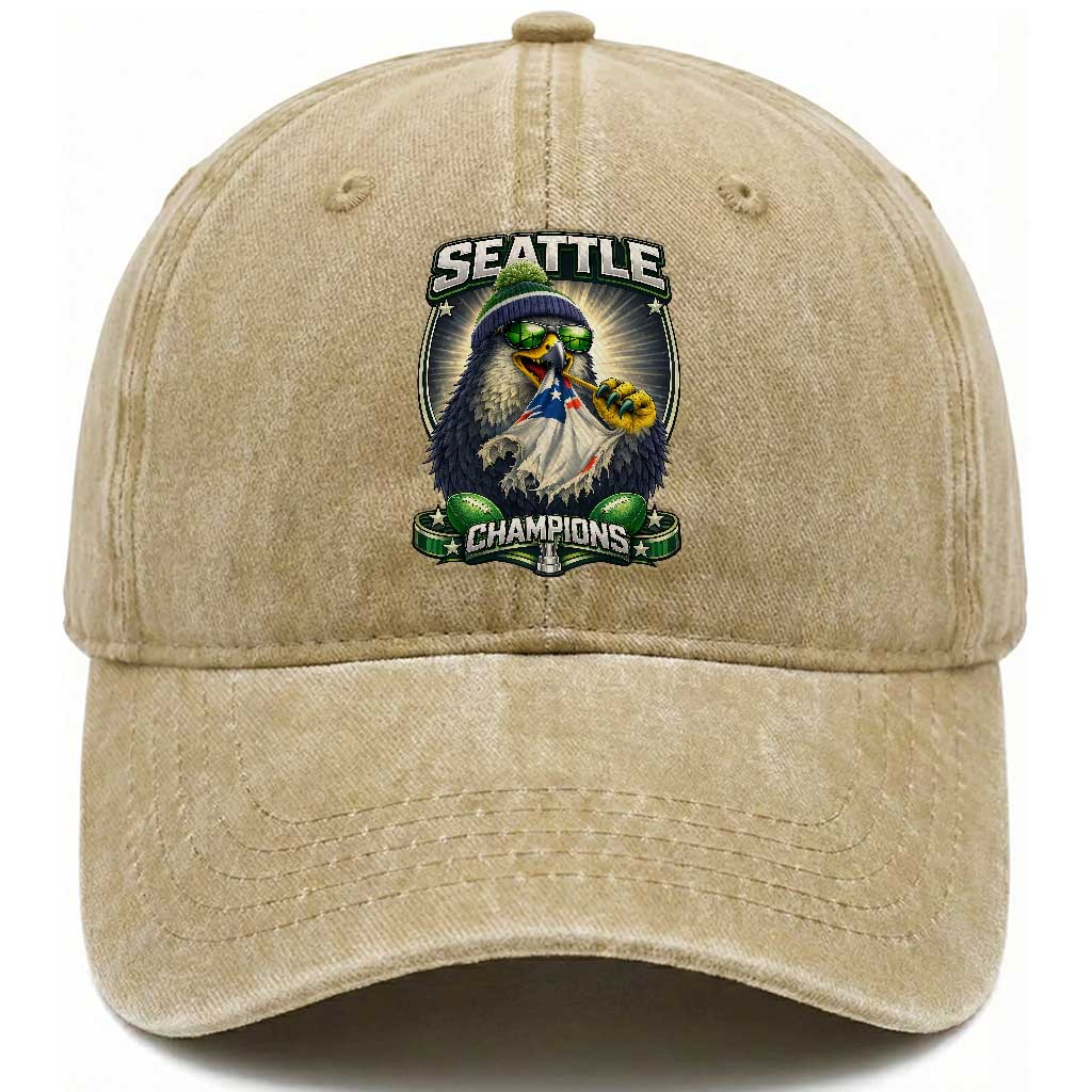 Seattle Champions Fan Pride Washed Cotton Baseball Cap Football Fan Gift TS12 Print Your Wear