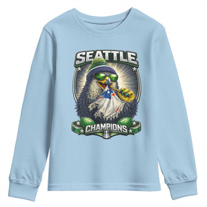 Seattle Champions Fan Pride Youth Sweatshirt Football Fan Gift TS12 Light Blue Print Your Wear
