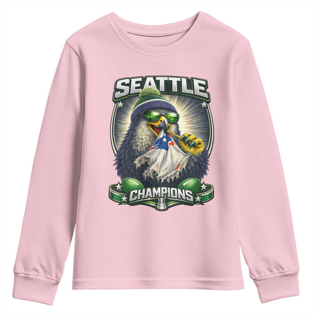 Seattle Champions Fan Pride Youth Sweatshirt Football Fan Gift TS12 Light Pink Print Your Wear