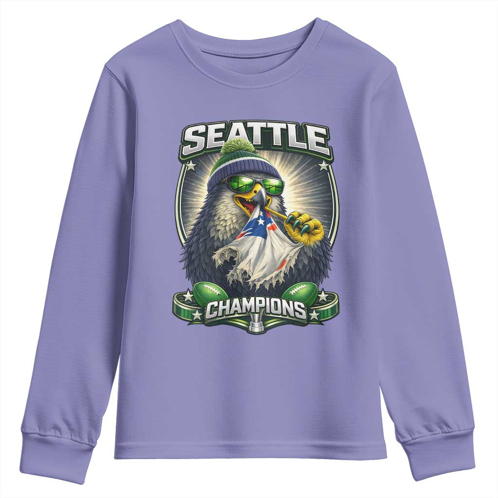 Seattle Champions Fan Pride Youth Sweatshirt Football Fan Gift TS12 Violet Print Your Wear
