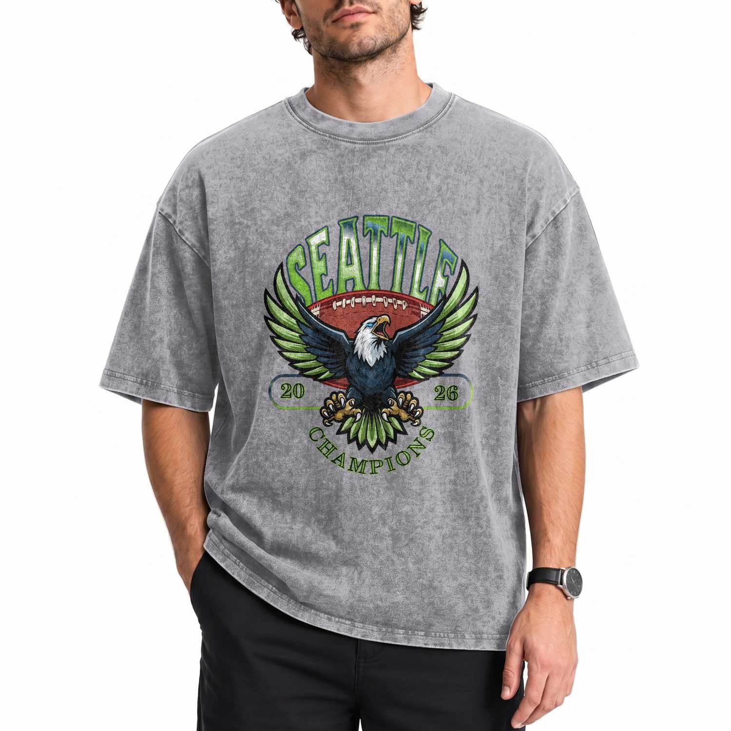 Seattle Champions Fan Pride Washed Cotton T-Shirt Gift For Football Lovers