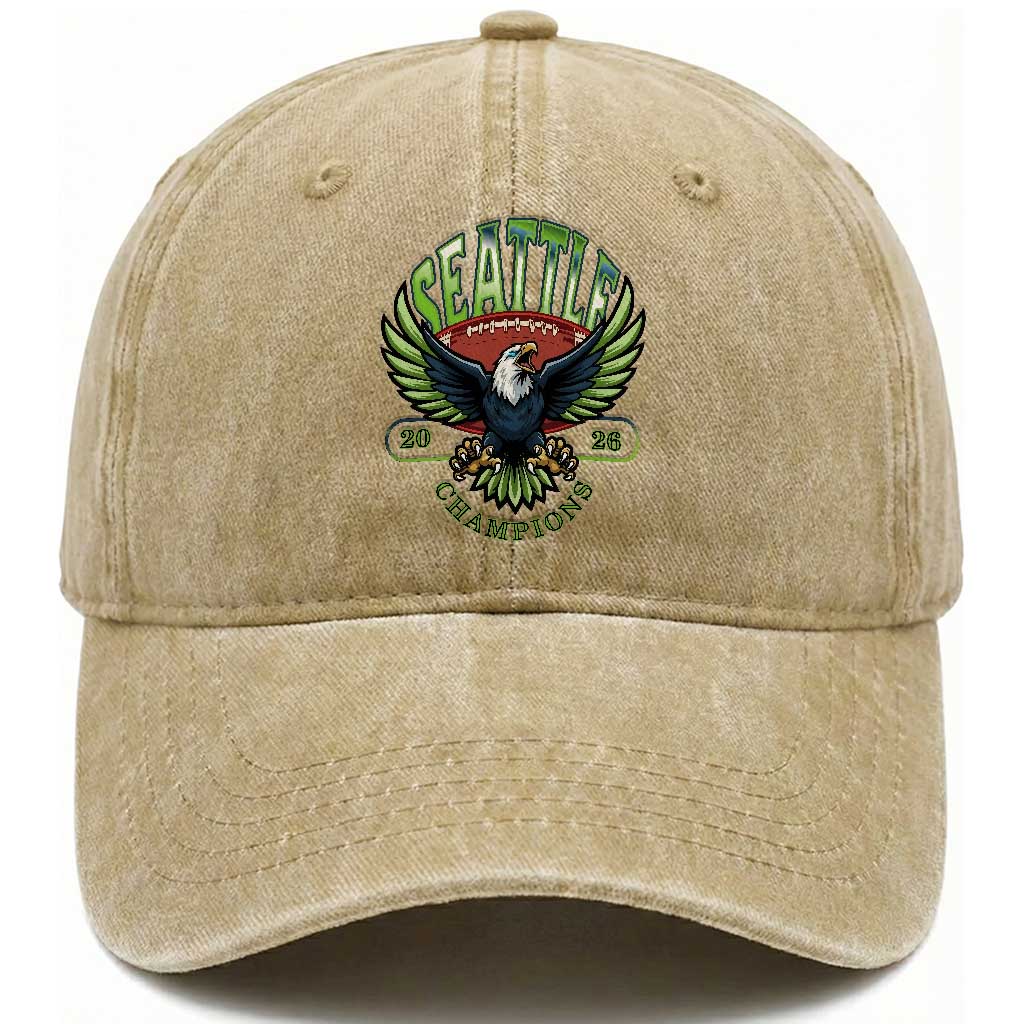 Seattle Champions Fan Pride Washed Cotton Baseball Cap Gift For Football Lovers TS12 Print Your Wear