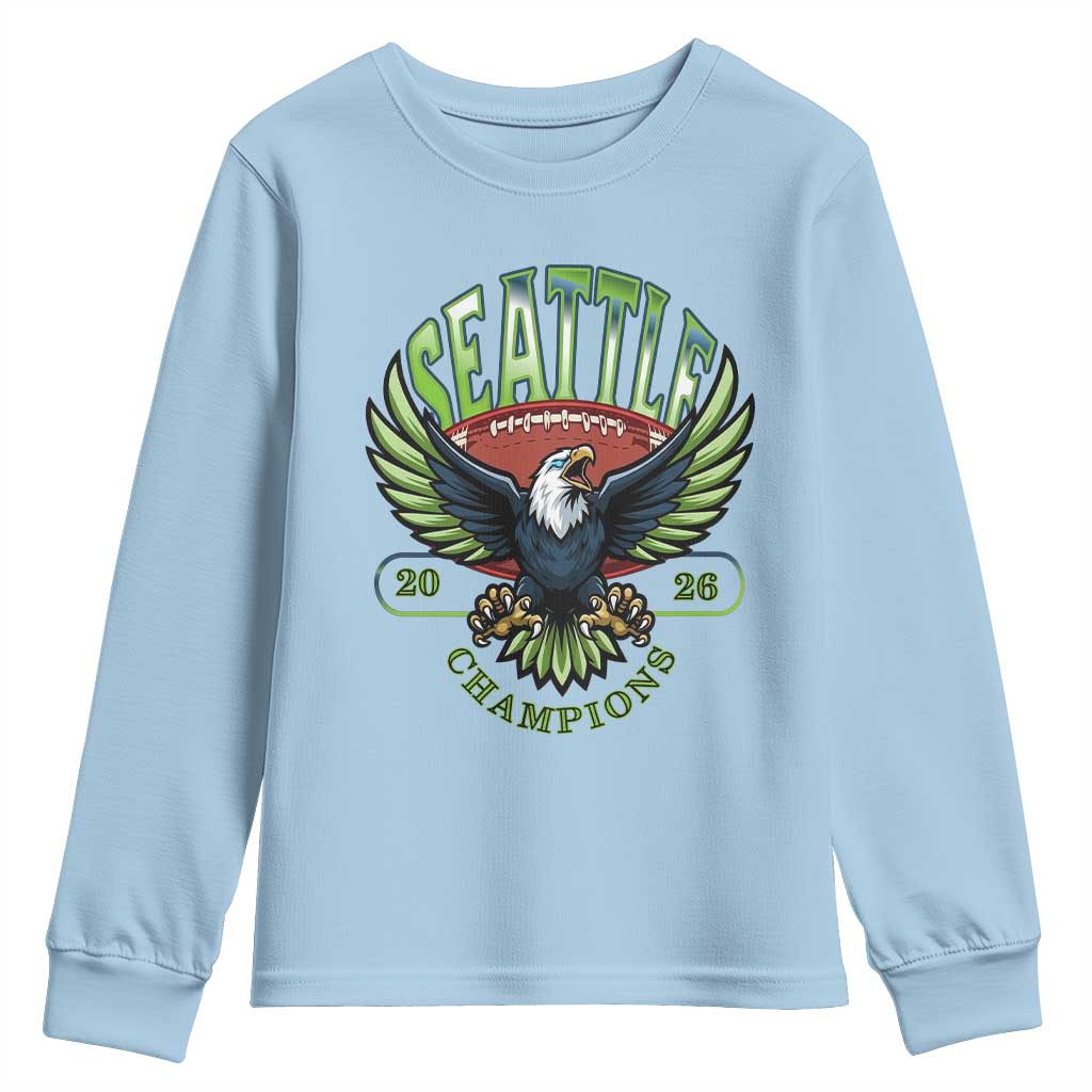Seattle Champions Fan Pride Youth Sweatshirt Gift For Football Lovers TS12 Light Blue Print Your Wear