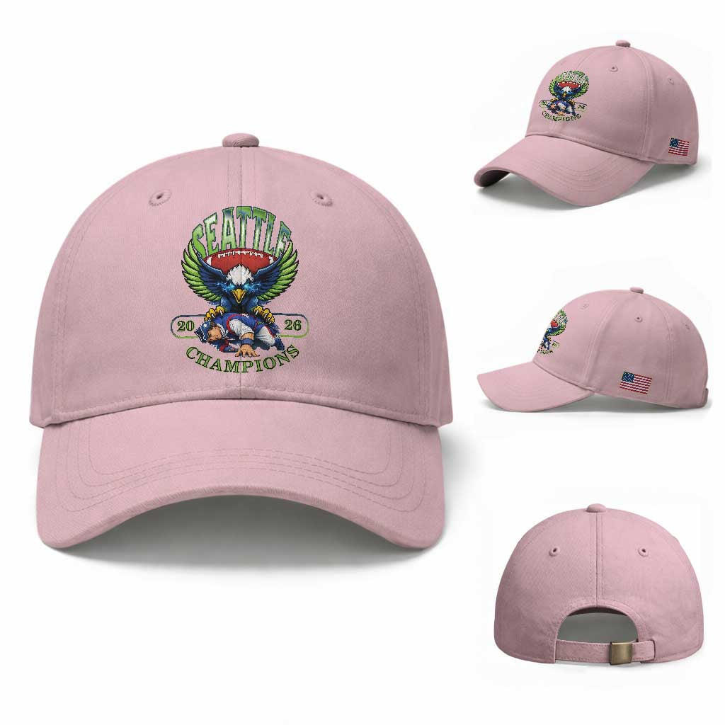Funny Champion Seattle Dominates New England Baseball Cap 12s Fan Pride TS12 Baseball Cap Universal Fit Light Pink Print Your Wear