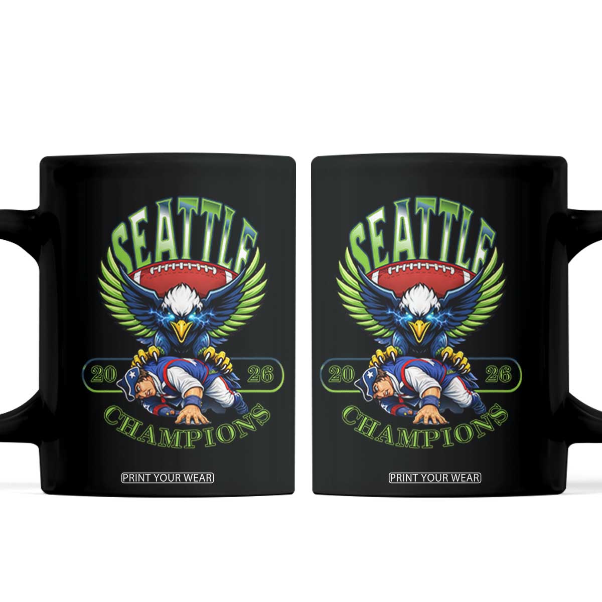 Funny Champion Seattle Dominates New England Coffee Mug 12s Fan Pride TS12 Black Print Your Wear