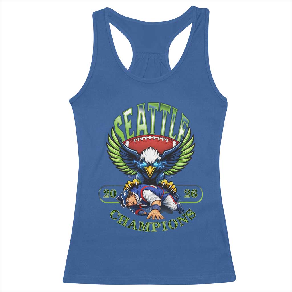 Funny Champion Seattle Dominates New England Racerback Tank Top 12s Fan Pride TS12 Royal Blue Print Your Wear