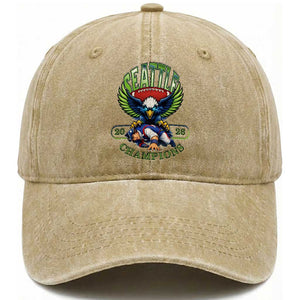 Funny Champion Seattle Dominates New England Washed Cotton Baseball Cap 12s Fan Pride TS12 Print Your Wear