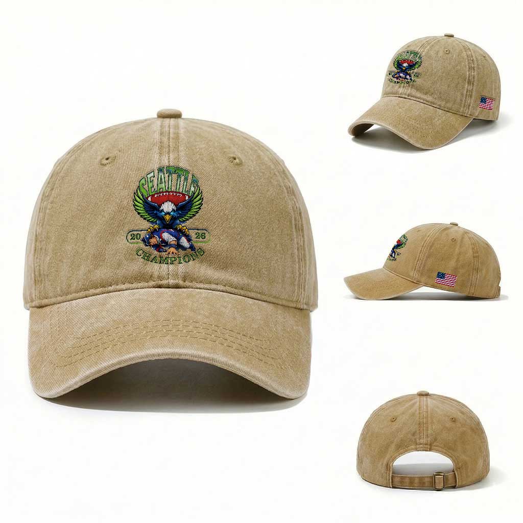 Funny Champion Seattle Dominates New England Washed Cotton Baseball Cap 12s Fan Pride TS12 Washed Cap Universal Fit Khaki Print Your Wear
