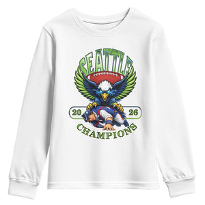 Funny Champion Seattle Dominates New England Youth Sweatshirt 12s Fan Pride TS12 White Print Your Wear
