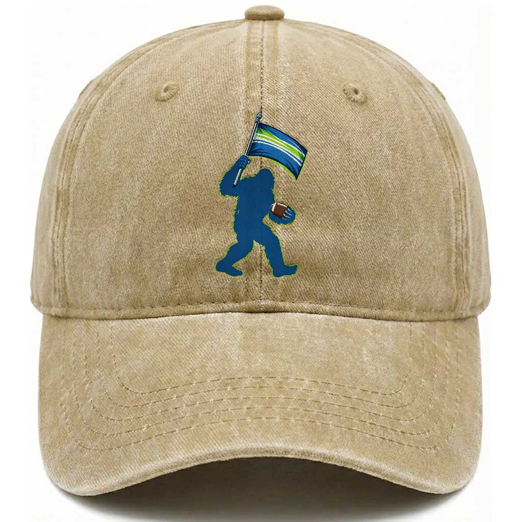Bigfoot Seattle Sports Fan Washed Cotton Baseball Cap Sasquatch 12s Pride Gift TS12 Print Your Wear