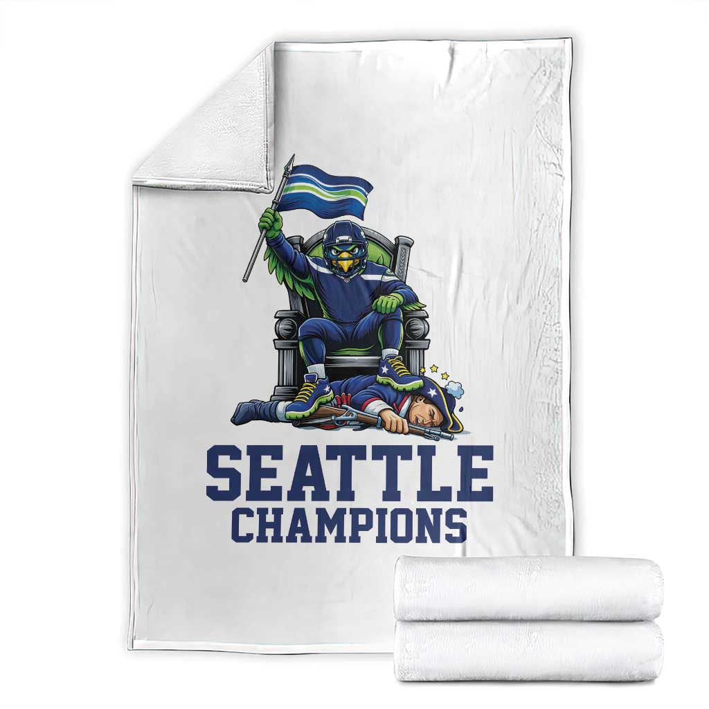 Funny Seattle Clobbers New England Throw Blanket Football Game Day TS12 White Print Your Wear