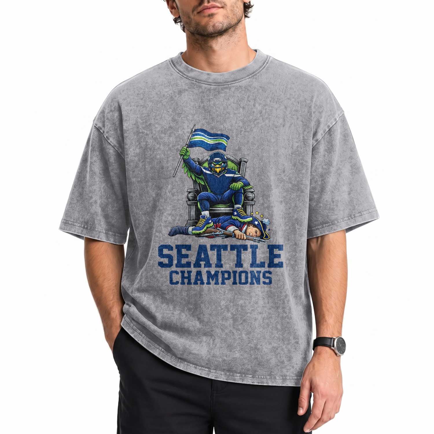 Funny Seattle Clobbers New England Washed Cotton T-Shirt Football Game Day