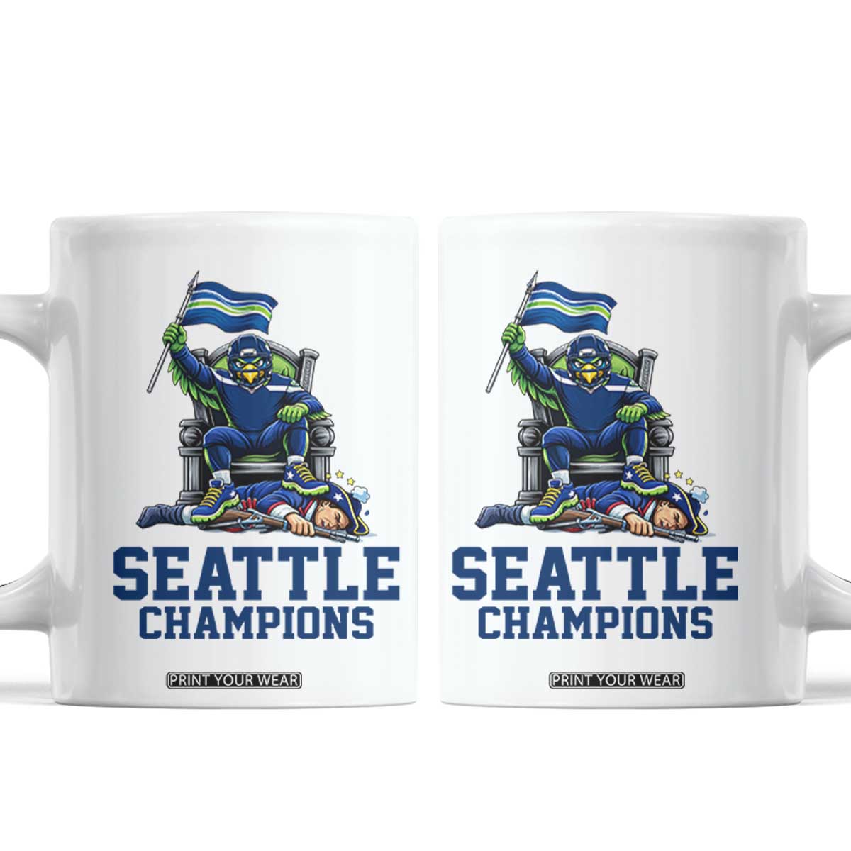 Funny Seattle Clobbers New England Coffee Mug Football Game Day TS12 White Print Your Wear