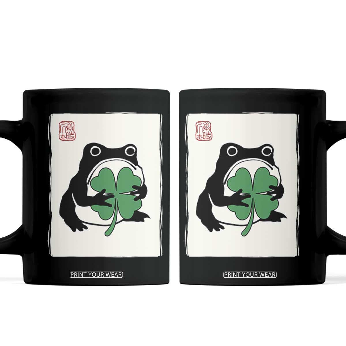 Grumpy Frog Japanese Coffee Mug St Patricks Day Gift TS12 Black Print Your Wear