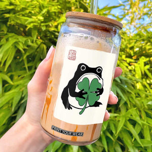 Grumpy Frog Japanese Glass Can St Patricks Day Gift TS12 Black Print Your Wear